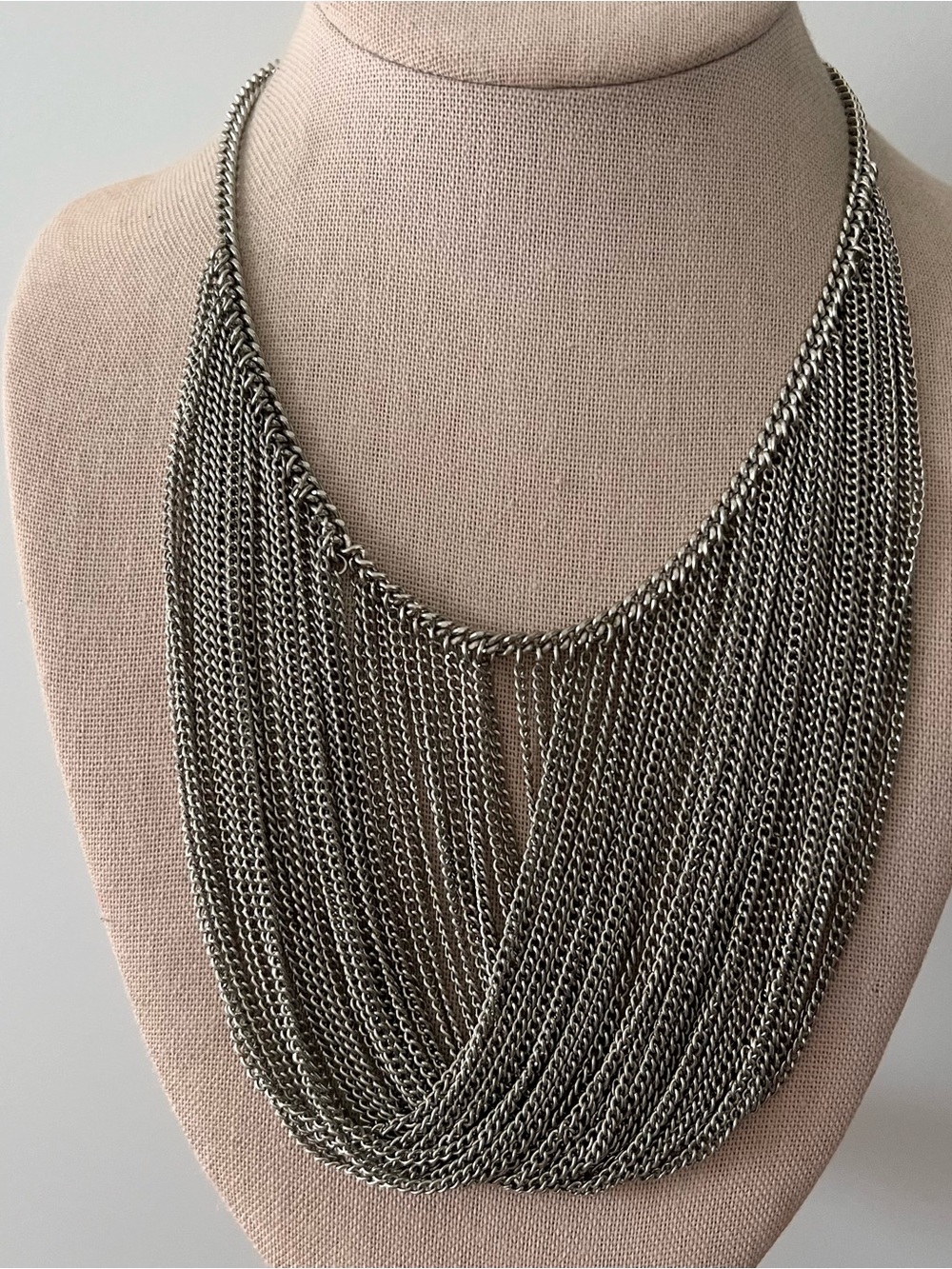 Estate Silver-Tone Multi-Strand Draped Necklace